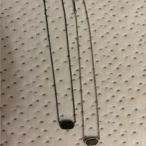Kendra Scott Elegant Black and Silver Pendant Necklace set of 2